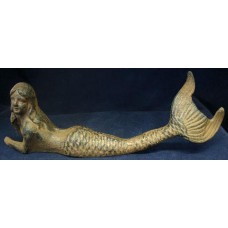 10" Rustic Cast Iron Resting Mermaid Figure